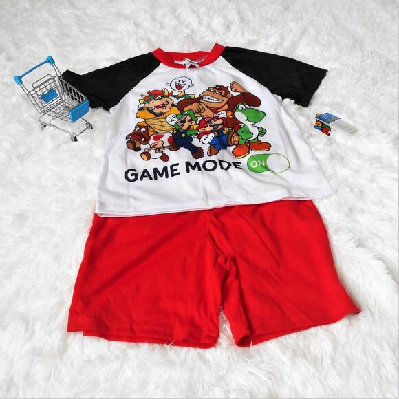 Super Mario Brothers Game Mode On Pajama Set Boys 8 Nintendo - Picture 2 of 7